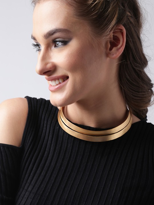 Gold-Plated Moon Shine Handcrafted Cut-Out Collar Necklace