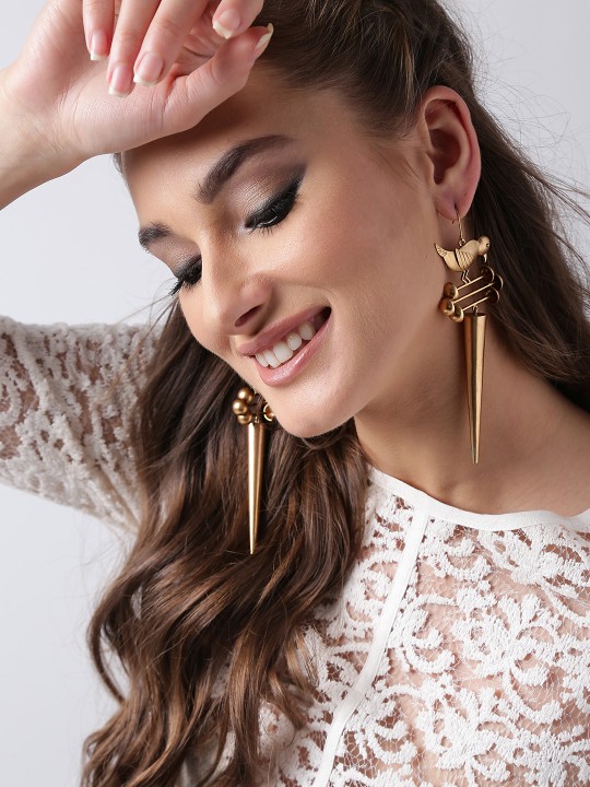 Gold-Plated Bird of Eden Handcrafted Drop Earrings