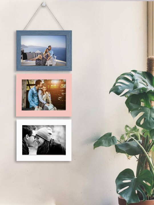 Art Street Set Of 3 Blue & Pink Wall Photo Frames