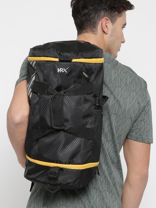 by Hrithik Roshan Unisex Black Printed Maxis Duffel Bag cum Backpack