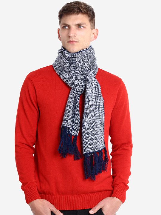 JoE Hazel Men Blue & White Printed Muffler