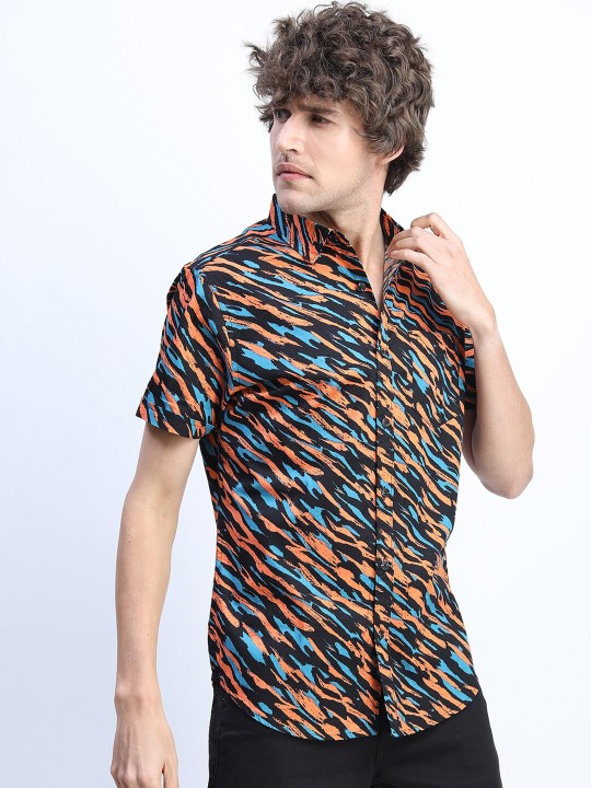 Slim Fit Printed Casual Shirt deal from myntra