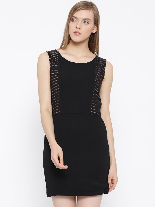 Women Black Solid Sheath Dress XS