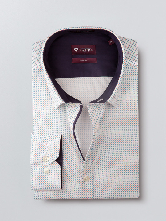 INVICTUS Men Off-white Slim Fit Printed Formal Shirt