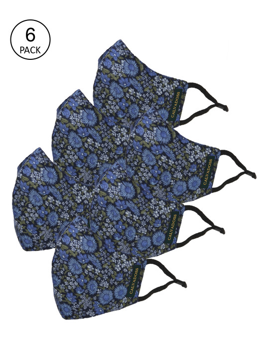 Calvadoss Men Pack Of 6 Printed 3-Ply Reusable Cotton Cloth Masks