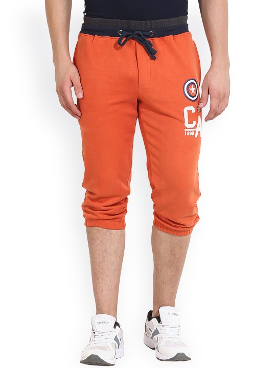 Men Orange Solid Slim Fit Sports Shorts 28