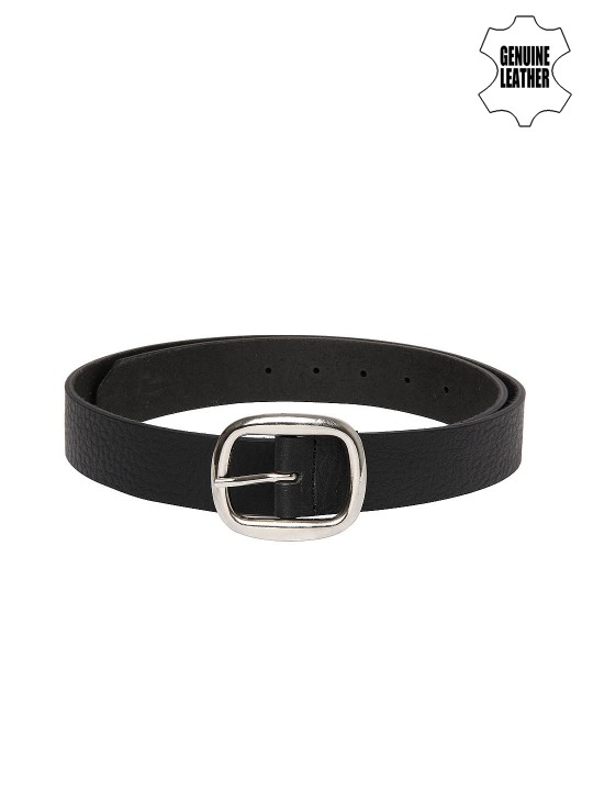 Men Black Leather Belt 34