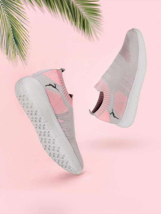 Marc Loire Women Pink & Grey Colourblocked Lightweight Slip-On Sneakers