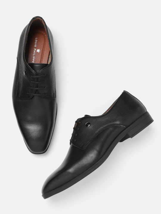 Louis Philippe Men Premium Leather Breathable Anti Slip with Heel Formal Derby Shoes