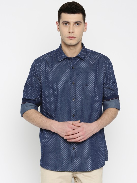 Men Navy Tailored Fit Printed Casual Shirt 39
