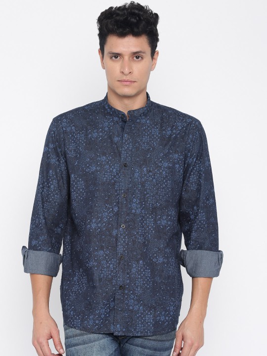Men Navy Tailored Fit Printed Casual Shirt 39