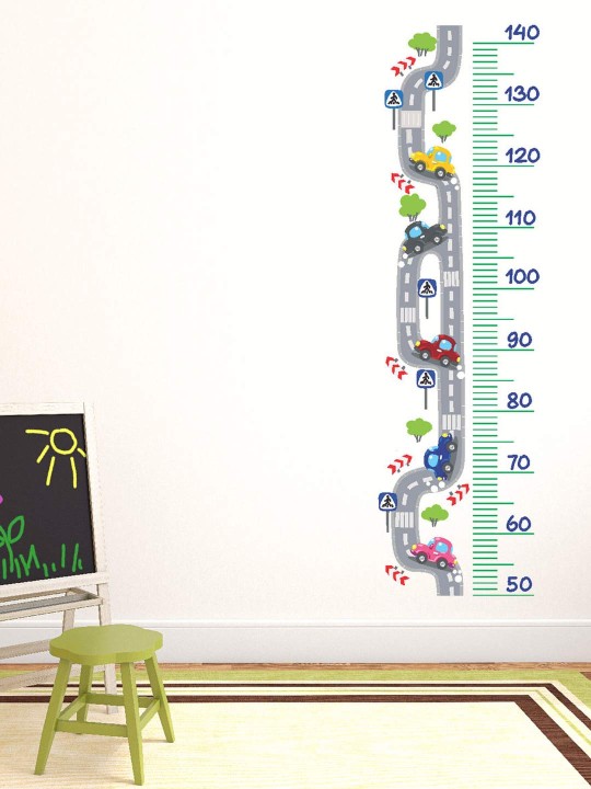 Grey & Green Hight Chart with Highway Wall Sticker