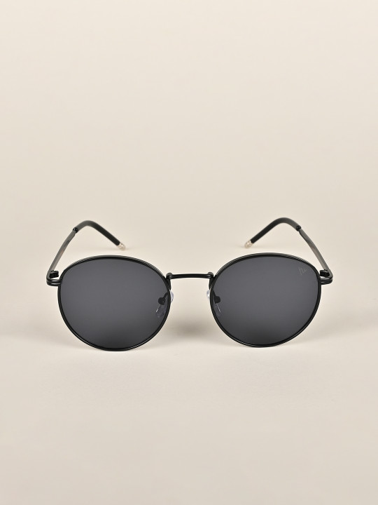 unisex black lens & black round sunglasses 1915mg3625