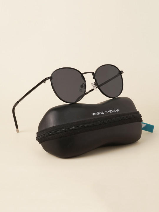 unisex black lens & black round sunglasses 1915mg3625