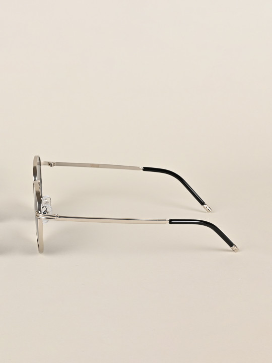 unisex black lens & silver-toned round sunglasses with uv protected lens 1915mg3622