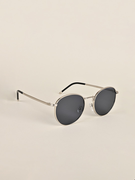 unisex black lens & silver-toned round sunglasses with uv protected lens 1915mg3622