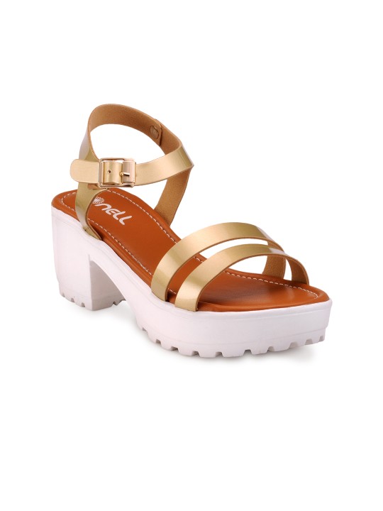 Women Gold-Toned Colourblocked Platforms 36