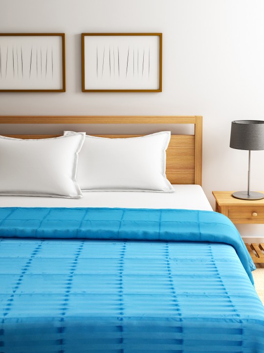 Turquoise Blue Striped Double Comforter
