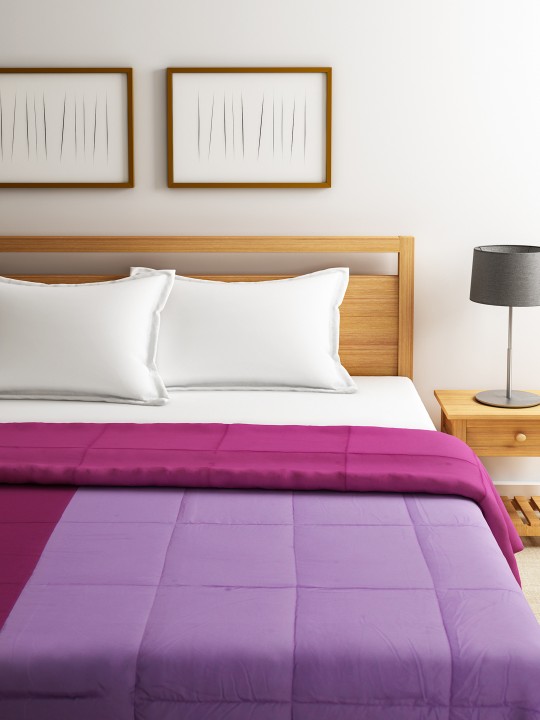 Magenta & Lavender Colourblocked Single Comforter