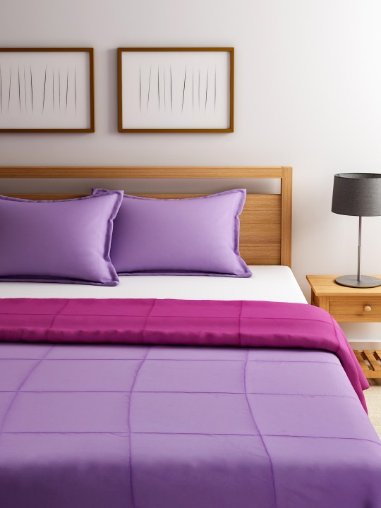 Lavender & Magenta Colourblocked Reversible Double Comforter