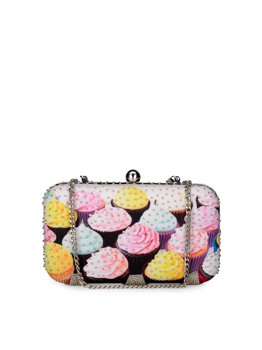 Multicoloured Printed & Embellished Handcrafted Box Clutch