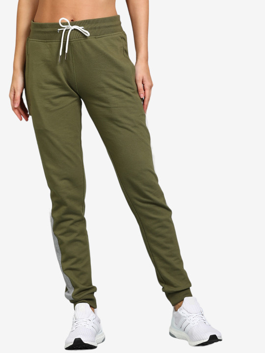 Alan Jones Women Olive Green Solid Slim-Fit Joggers