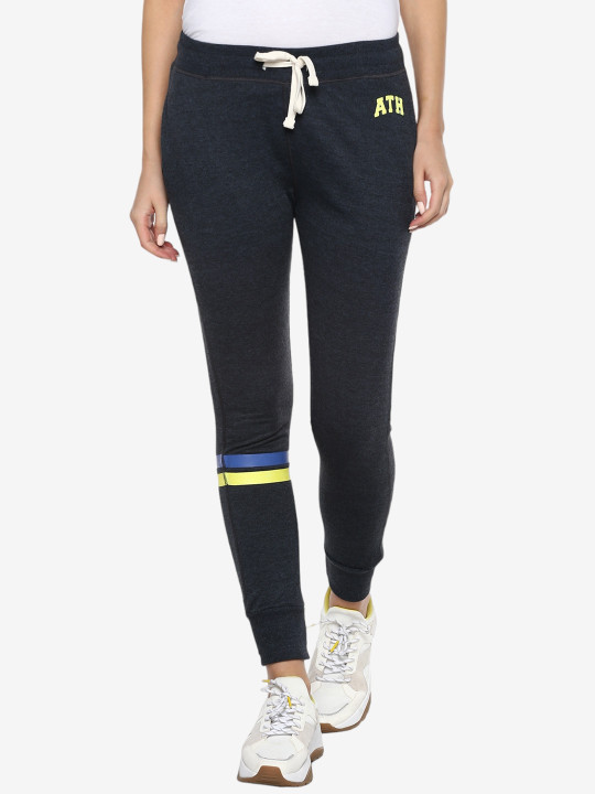 Alan Jones Women Charcoal Grey Solid Slim-Fit Joggers
