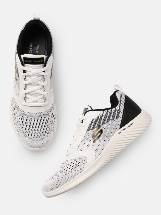 Skechers Men Off-White Solid Sneakers