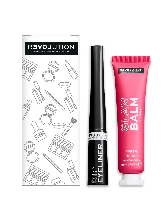 Relove Makeup Revolution London Set of Dip Eyeliner & Glam Fresh Burst Lip Balm