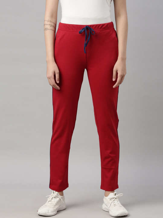 GOLDSTROMS Women Red Solid Relaxed Fit Track Pants
