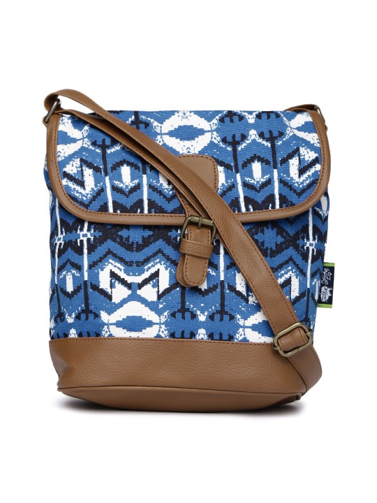 Blue & White Printed Sling Bag