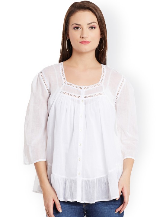 Women White Solid Casual Shirt XS