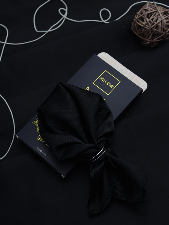 PELUCHE Men Black Solid Pocket Square