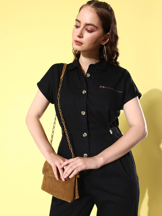 Roadster The Life Co. Spread Collar Basic Jumpsuit