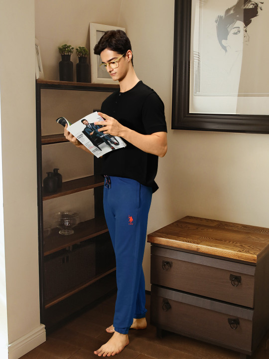 U.S. Polo Assn. Men Solid Straight-Fit Lounge Joggers