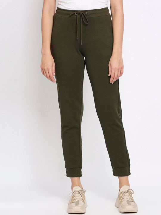 Being Human Women Olive-Green Solid Joggers