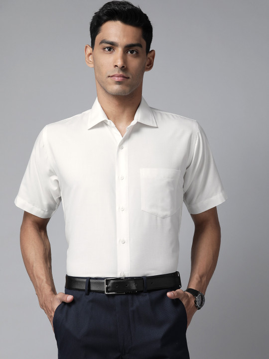 Shaftesbury London Men White Smart Slim Fit Semiformal Shirt