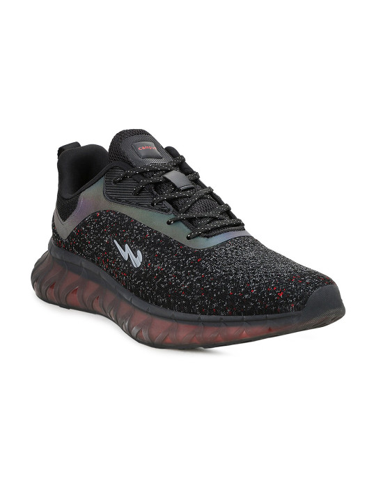 Campus Men Black Solid Mesh Running Shoes