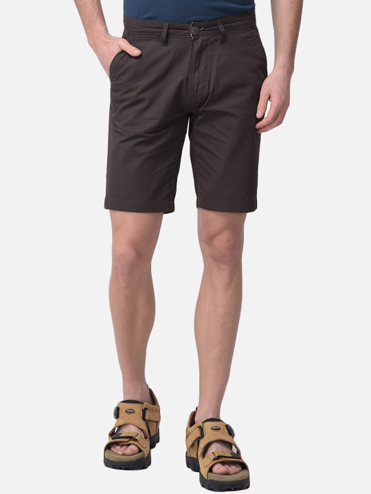 Woodland Men Olive Solid Sports Shorts
