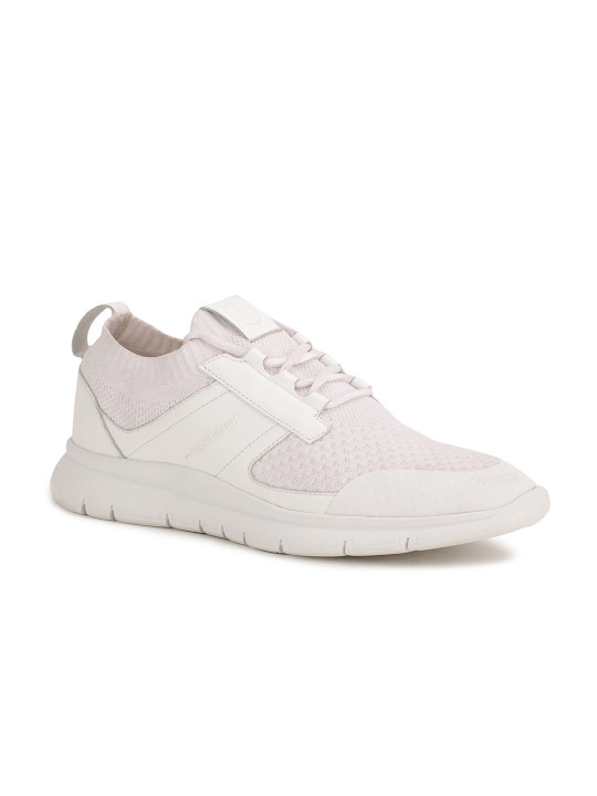 Hush Puppies Men White Woven Design PU Sneakers