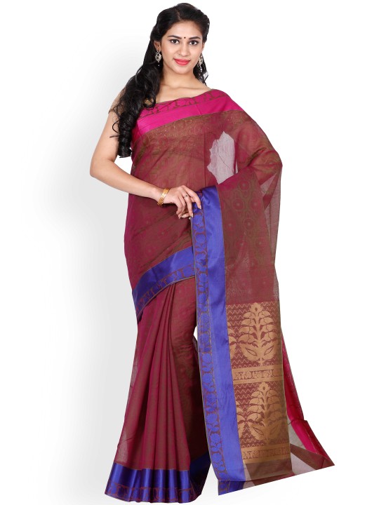 Purple Cotton Traditional Saree