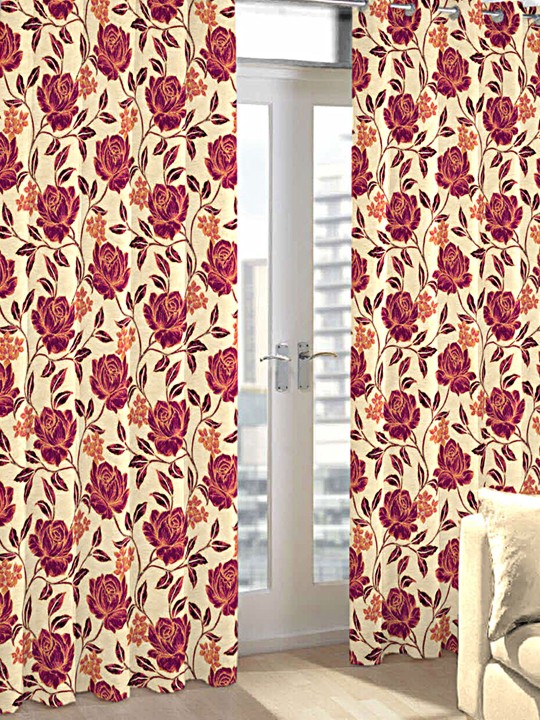 Pink Floral Print Single Long Door Curtain