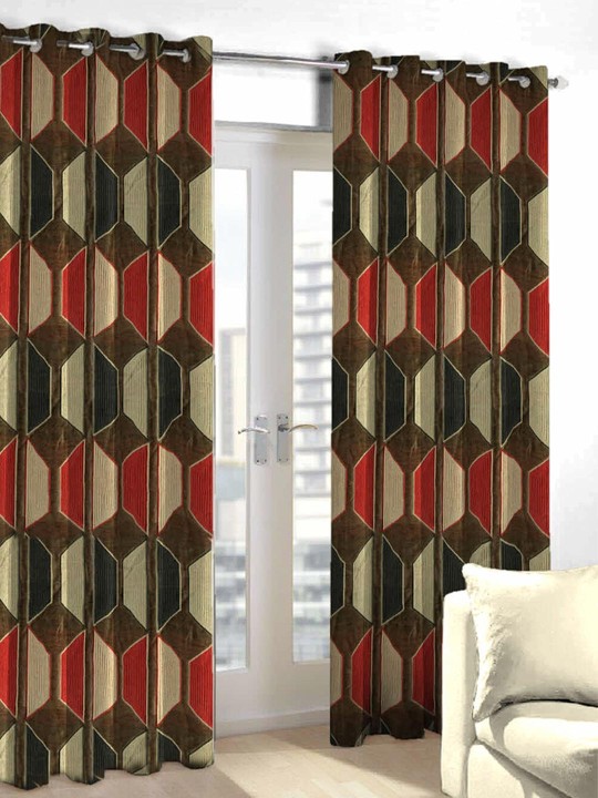 Multicoloured Printed Long Door Curtain