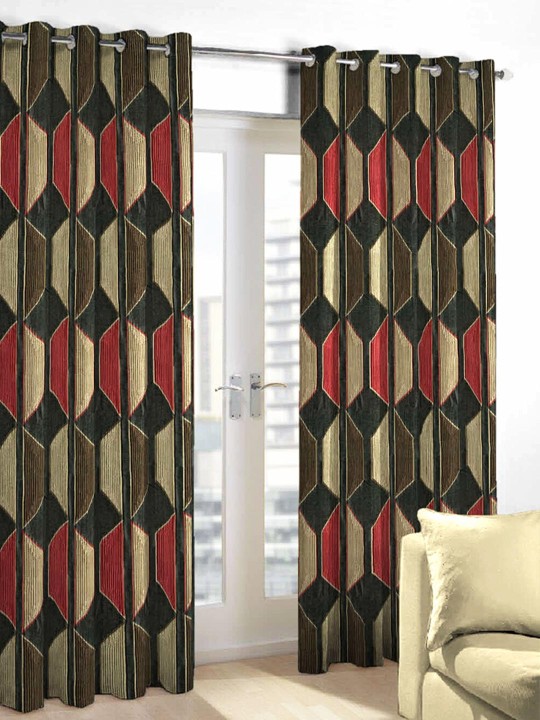 Multicoloured Printed Long Door Curtain