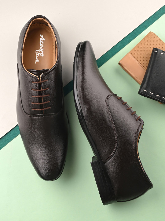 Azzaro Black Men Brown Solid Formal Derbys