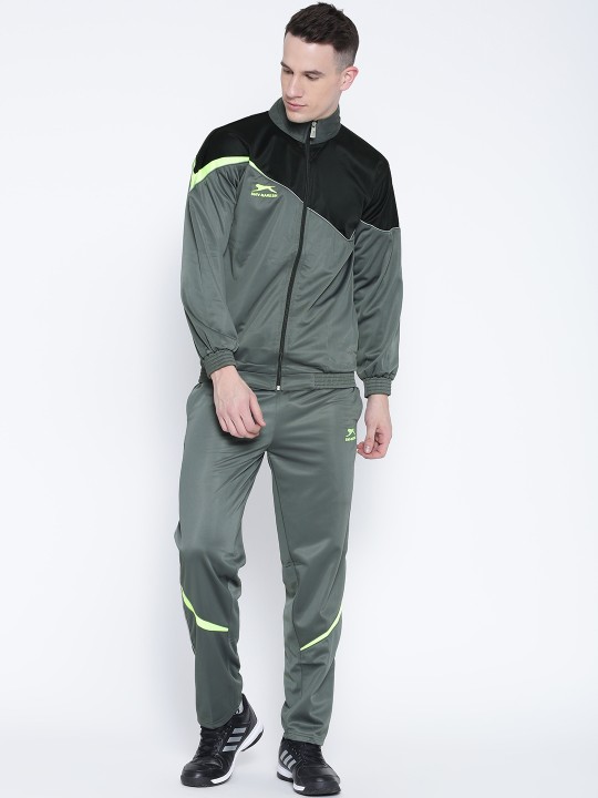 Grey Solid Panelled Tracksuit M