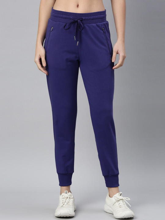 Enamor Athleisure Women Slim-Fit Antimicrobial Mid-Rise Cotton Terry Joggers