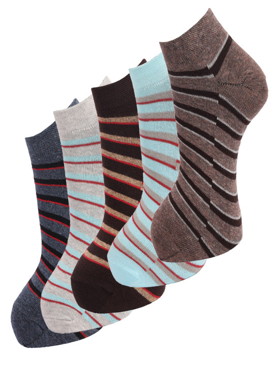 Dollar Socks Men Pack Of 5 Assorted Cotton Ankle-Length Socks