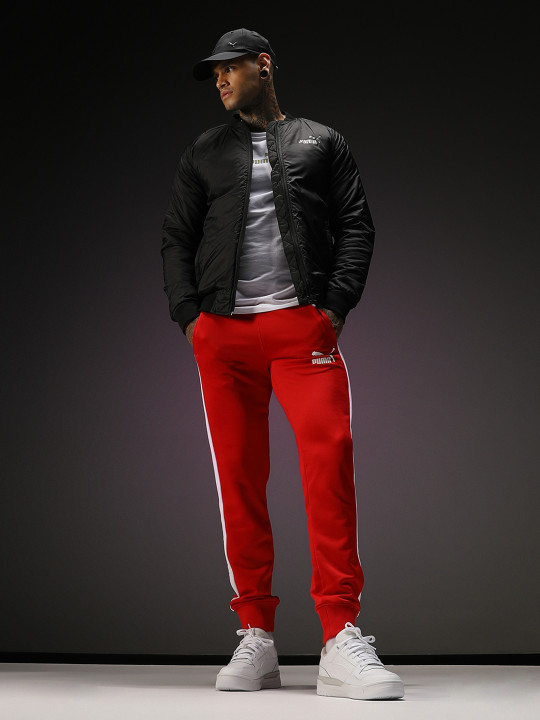 Puma Men Red & White Solid Slim Fit Cotton Sustainable Joggers