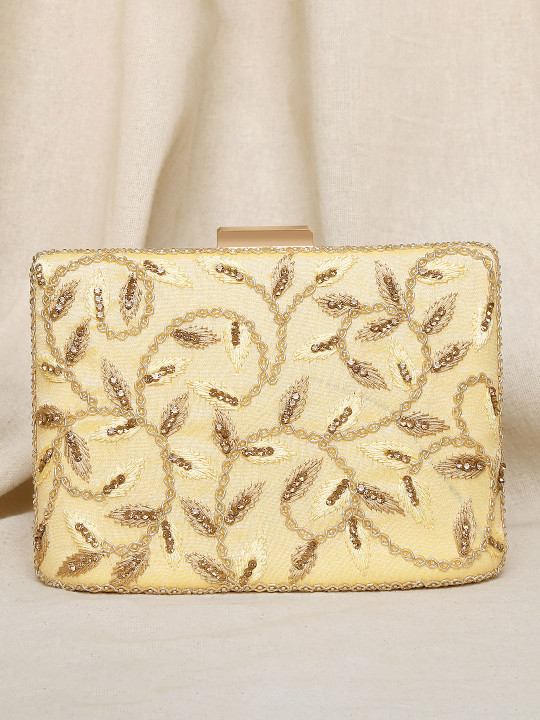 Peora Gold-Toned Embellished Purse Clutch